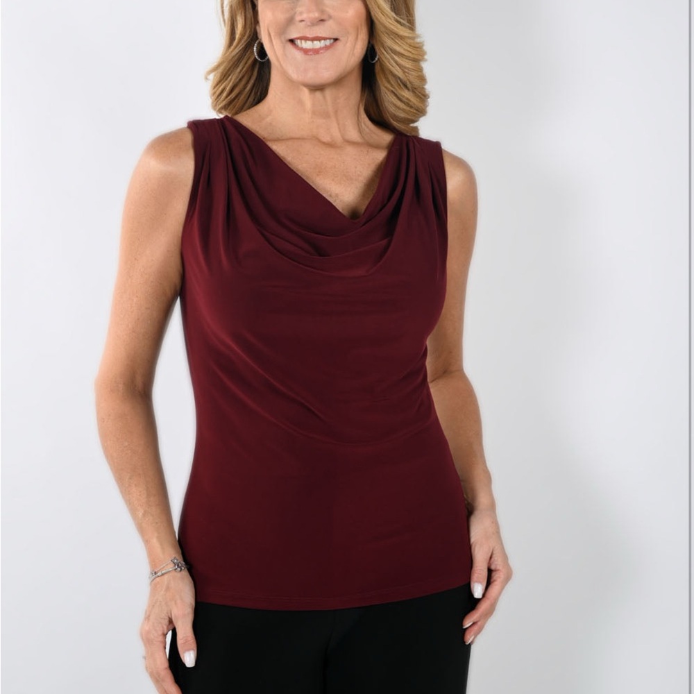 ***Frank Lyman Design **Elegant Burgundy Sleeveless Cowl Neck Top